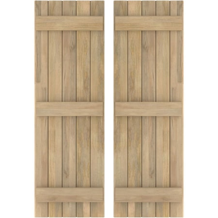 Ekena Millwork Americraft 5-Board, 3 Batten Exterior Real Wood Joined Board-n-Batten Shutters, ARW401BB518X70UNH, PR ARW401BB518X70UNH
